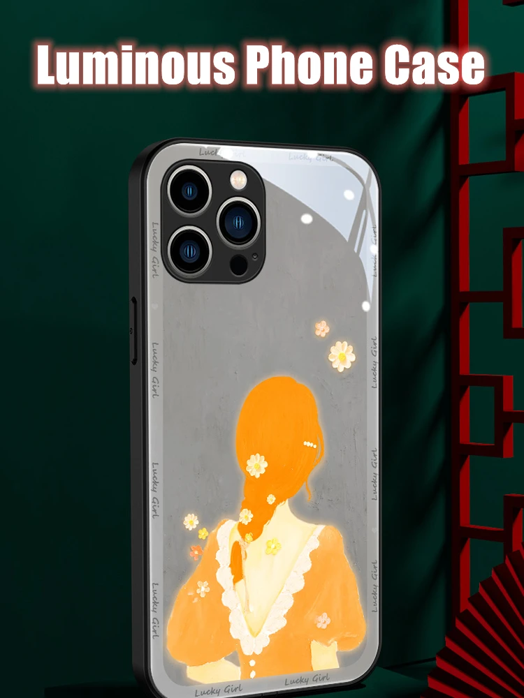 

Girl LED Light Glowing Luminous Phone Case for Girlfriend Birthday Gift for OnePlus 6 6T 7 7T 8 8T 9 9R 10 Ace Nord CE N200 Pro