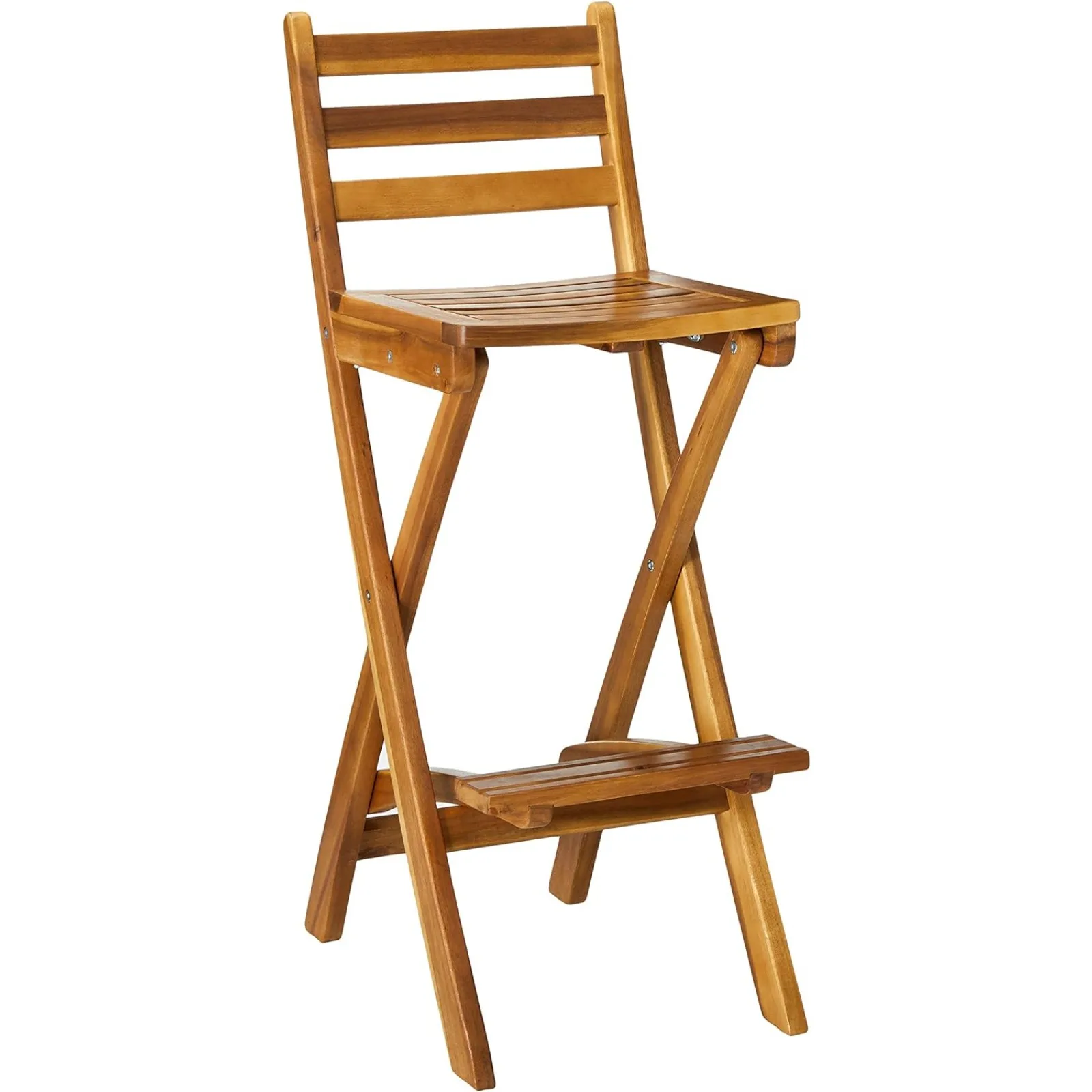 

US Atlantic Outdoor Foldable Wood Barstool, 31", Natural Wood