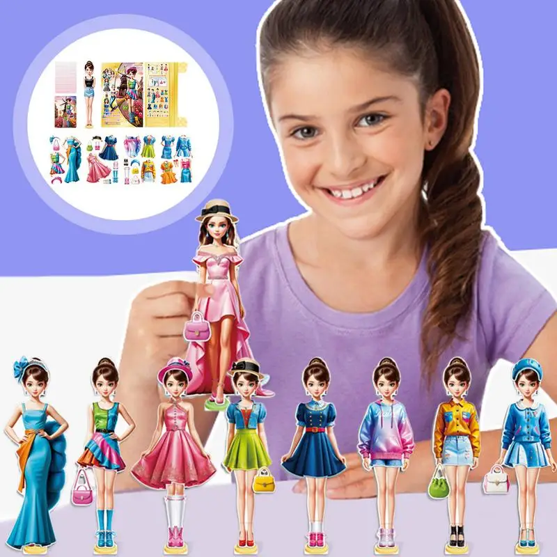 Magnetic Paper Dolls Princess Doll Set Toddler Activities Magnet Dress Up Sticker Book Children's Educational Toy For Girls