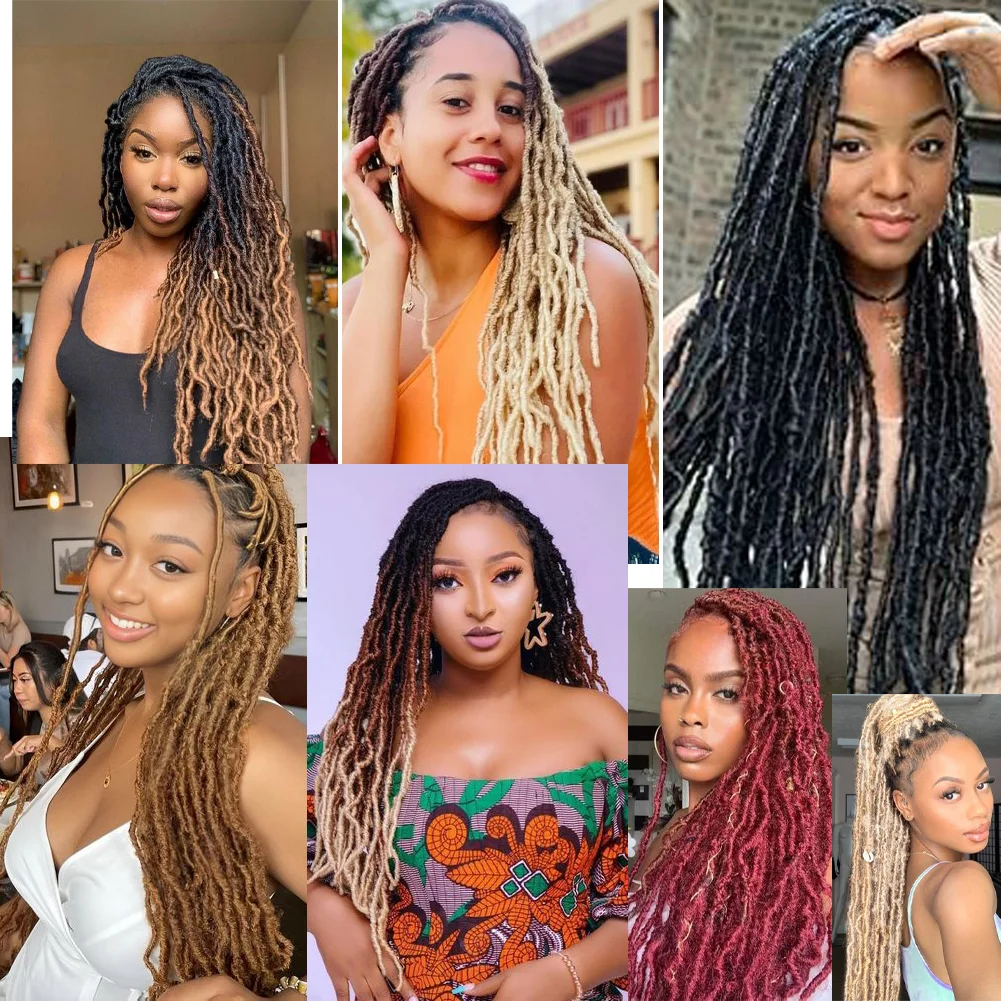 18'' Goddess Faux locs Crochet Synthetic Hair Gypsy Locs Wavy Crochet Braids Hair Extensions African Roots Braid 6
