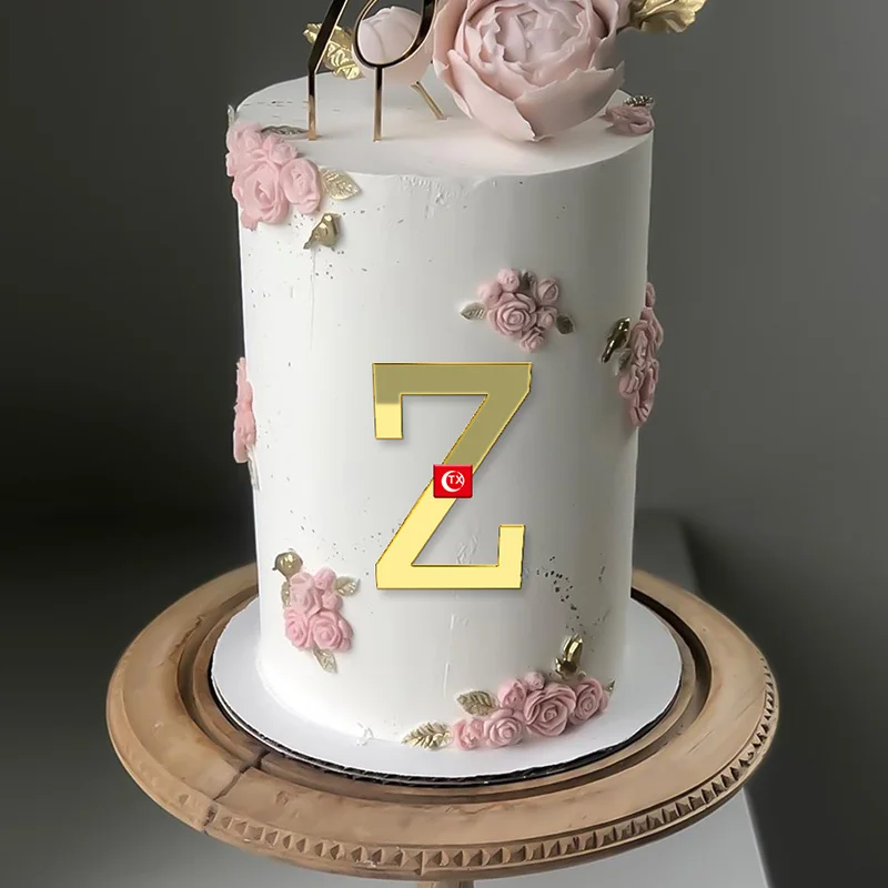 A-Z 26 Lettres Anglaises Or Acrylique Gâteau Topper Joyeux