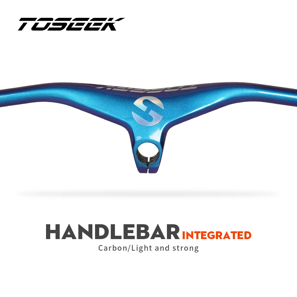 

TOSEEK new bicycle handlebar 28.6mm 17 degree 660-800mm carbon fiber one-piece handlebar colorful blue and purple discoloration