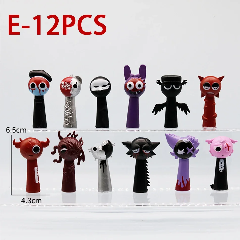 12Pcs/Set Funny Sprunki Figuras Model 6-8cm PVC Sprunki Game Anime Action Figure Toys Cartoon Children Birthday Gifts - Bilde 5