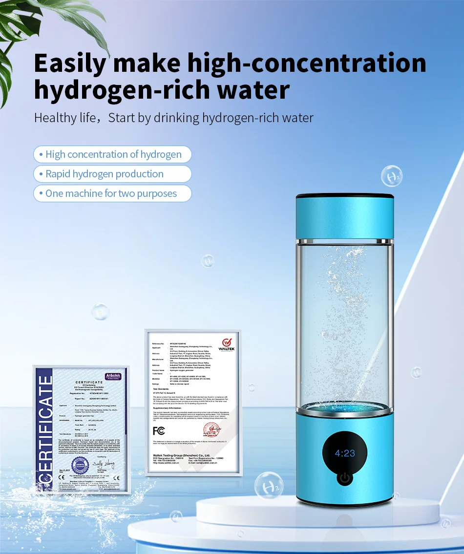 Description Picture 2 of itemSUYZEKO Hydrogen Water Bottle Portable High-Concentration H2 Rich Water Cup Rechargeable Water Ionizer Generator Antioxidants