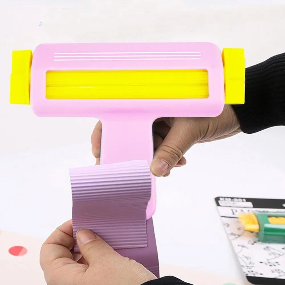 1Pcs Pink DIY Paper Crimper Machine Indentation Roller Craft Paper-Cut Hole Punch Hand Tool DIY Arts Scrapbooking