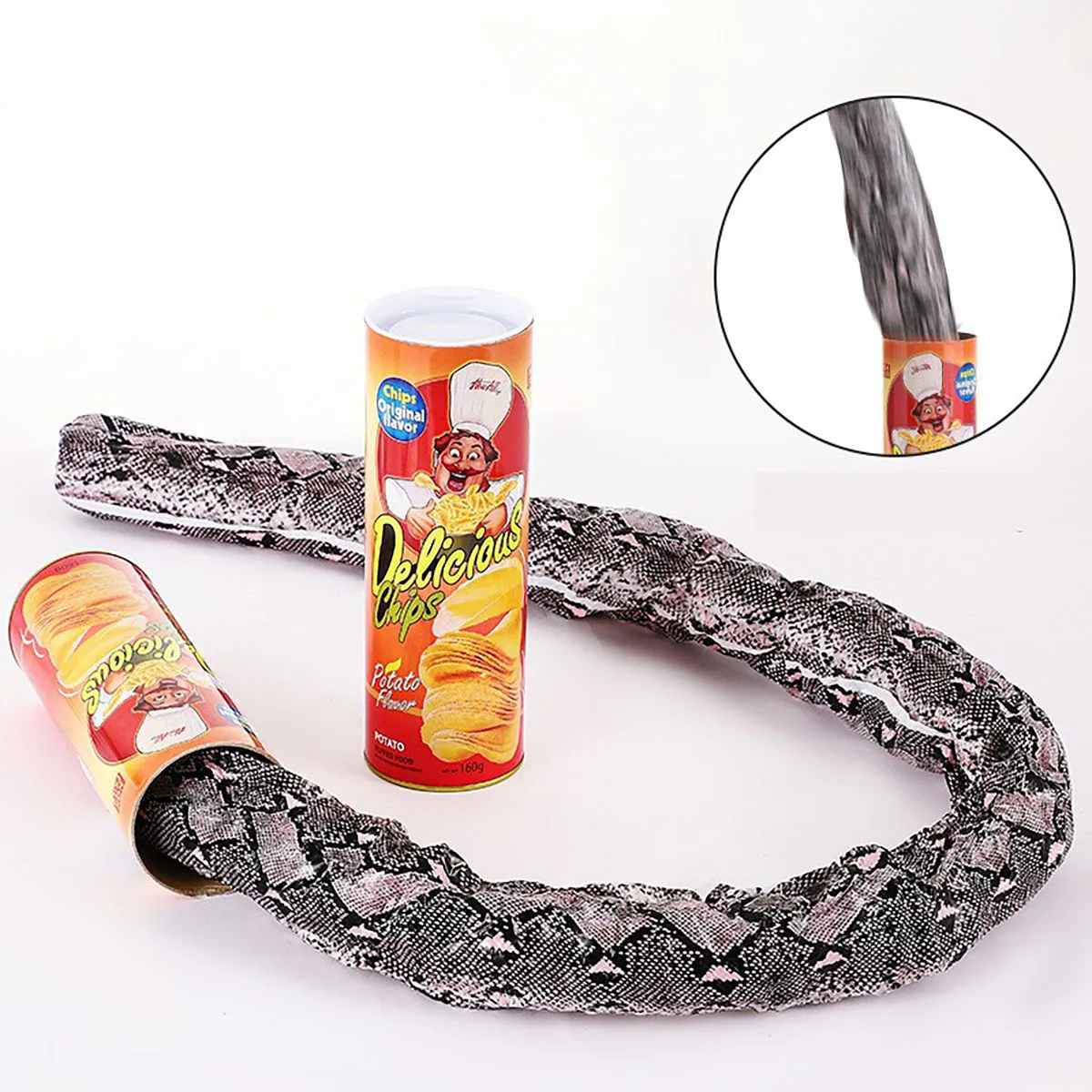 The Potato Chip Snake Stage Magic Tricks Snake Toy April Fool Day Halloween Party Jokes in A Can Gag Gift Scary Fries Fun Toys