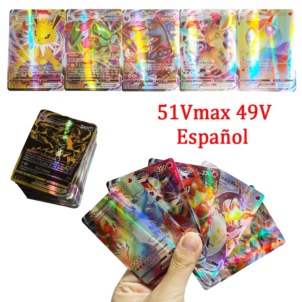 thumbnail image 1 of Anime Holographic Cards Evolutions Scarlet Violet Charizard Pikachu Vmax EX Vstar GX English Spanish French Shiny Card, 1 of 5