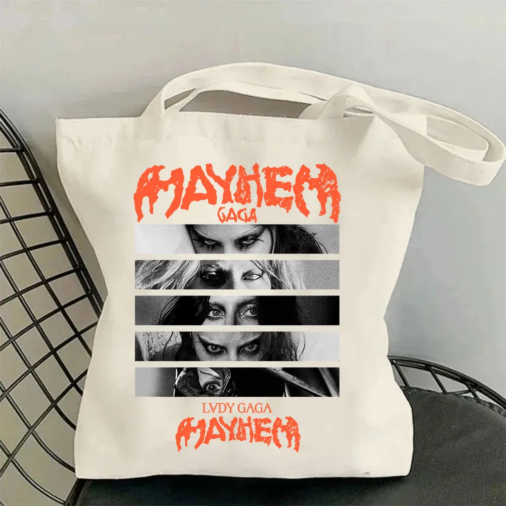 Lady Gaga Mayhem Tour 2025 Hip-Hop Style Canvas Shopper Tote Bag
