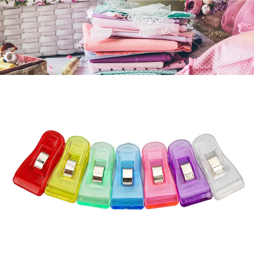 100 Pcs 플라스틱 플라스틱 클립 투명 다채로운 다목적 다채로운 투명 플라스틱 클립 3.6*1.8cm 소형 크기