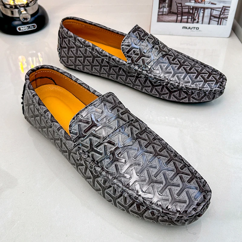 YRZL Men Handmade Loafers Soft Moccasins High Quality Spring