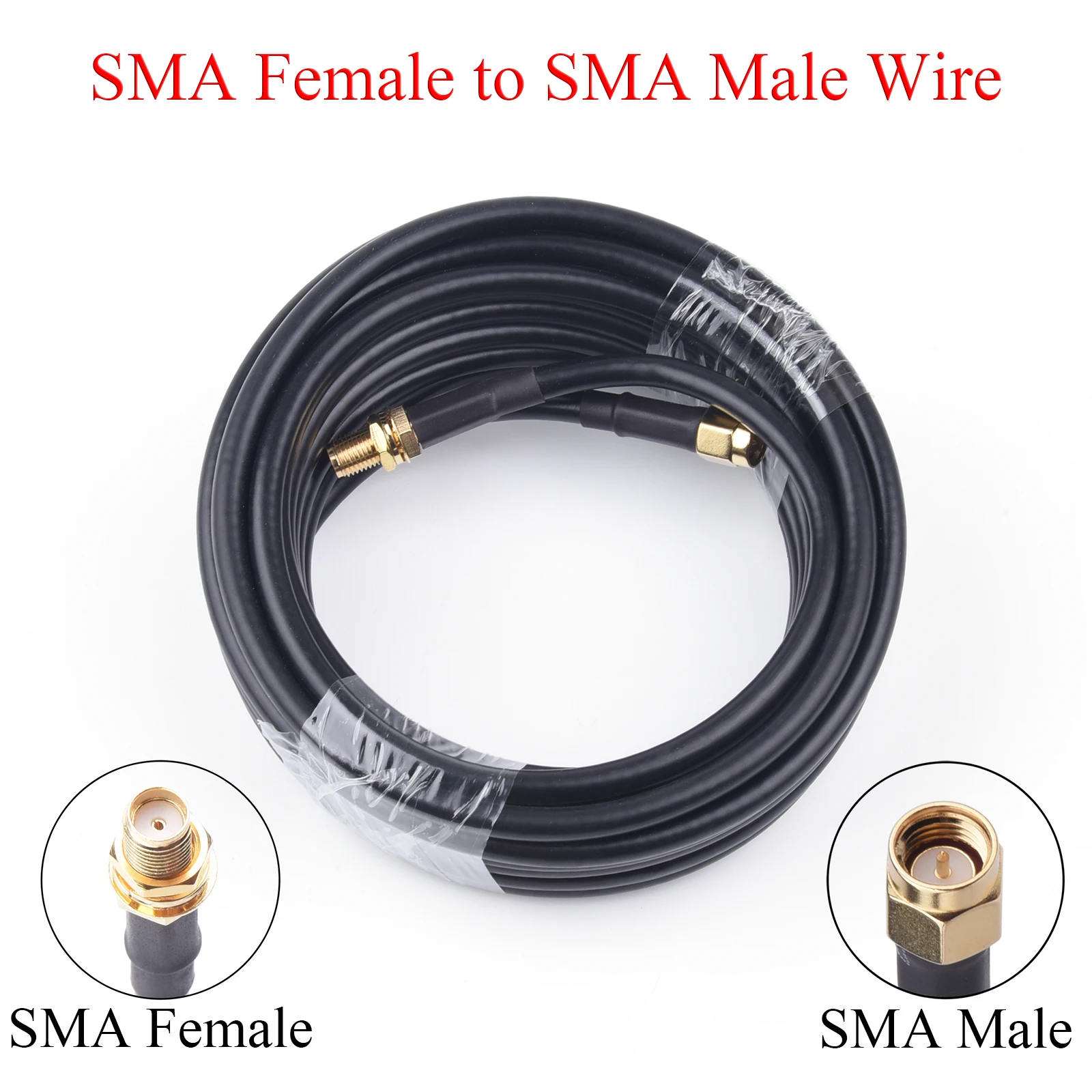 1-20M RG58/50-3 RF Coaxial Cable SMA Female to Male Wire Radio Extension For 4G LTE Cellular Amplifier Signal Booster Antenna