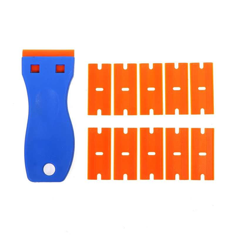 

Plastic Razor Scraper With 10pcs Blades Removing Car Labels Stickers Glue