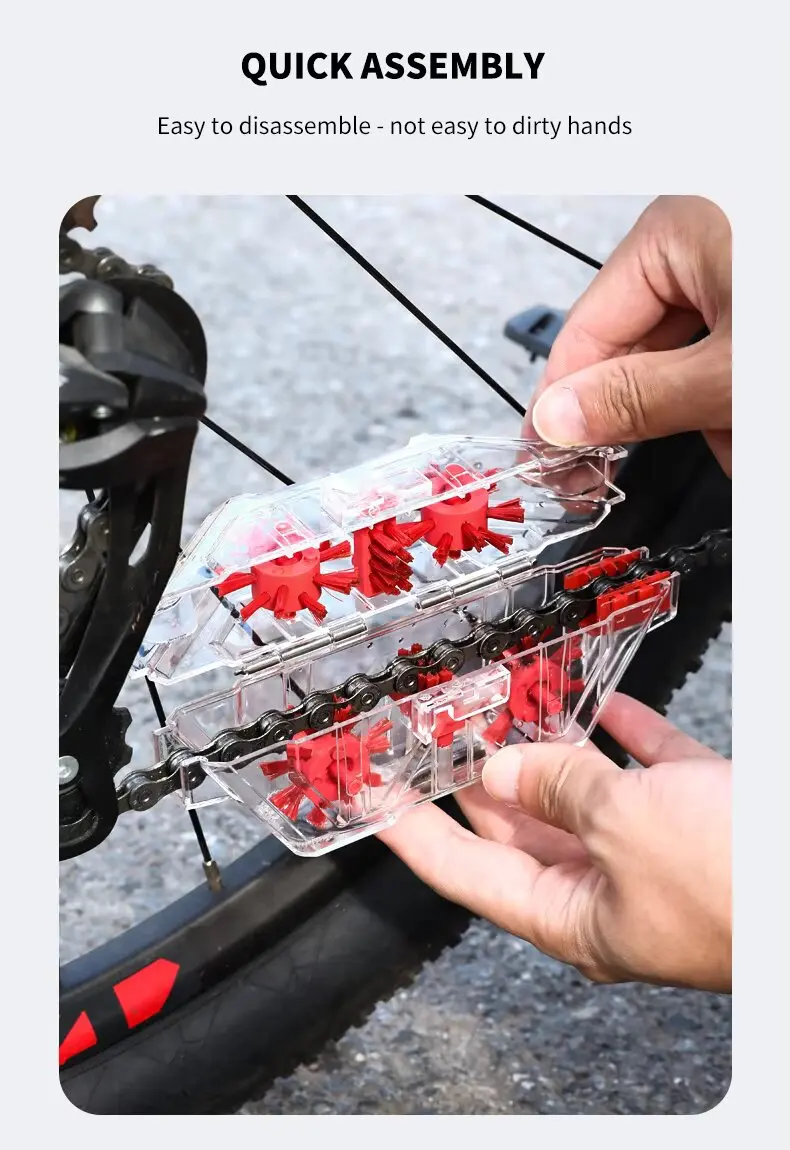 Quick Release/Install Bike Chain Cleaner Transparent Visual Immersion Chain Cleaner Rennrad Reinigungswerkzeuge Reitausrüstung – Detail 5