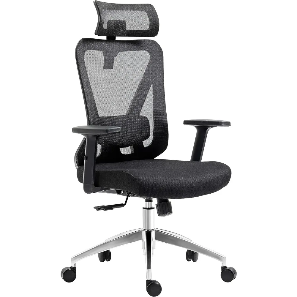 Black Truly Ergonomic Mesh Office Chair with Headrest & Lumbar Support for truly mcg1889 a1