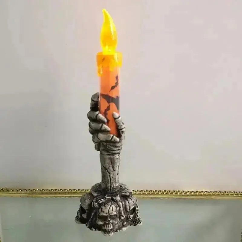 New Halloween Candle Light LED Colorful Candlestick Table Top Decoration Horror Skull Ghost Party Halloween Party Home Bar Decor