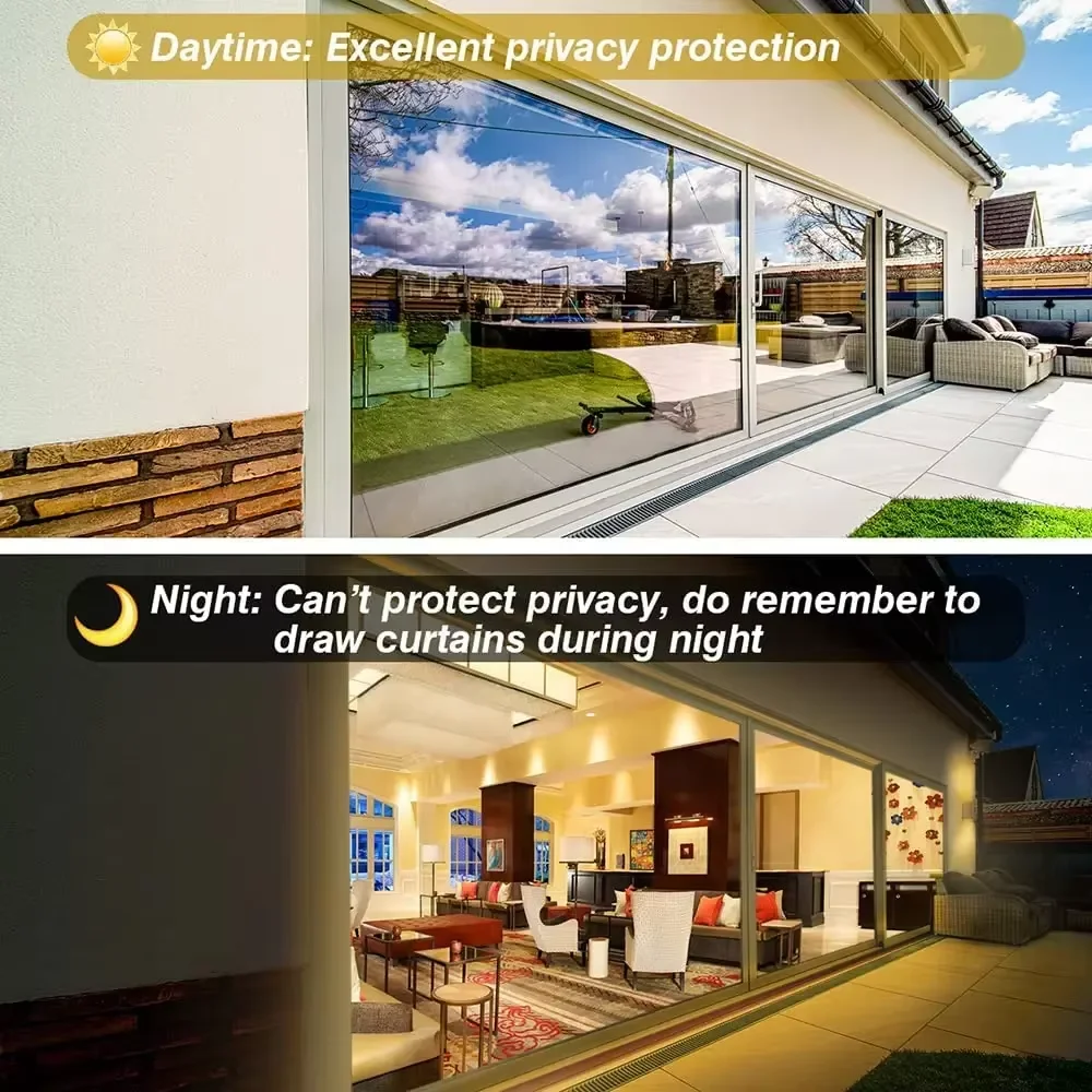 Window Privacy Film One Way Insulation Mirror Foil Vinyl Blackout Sun Protection
