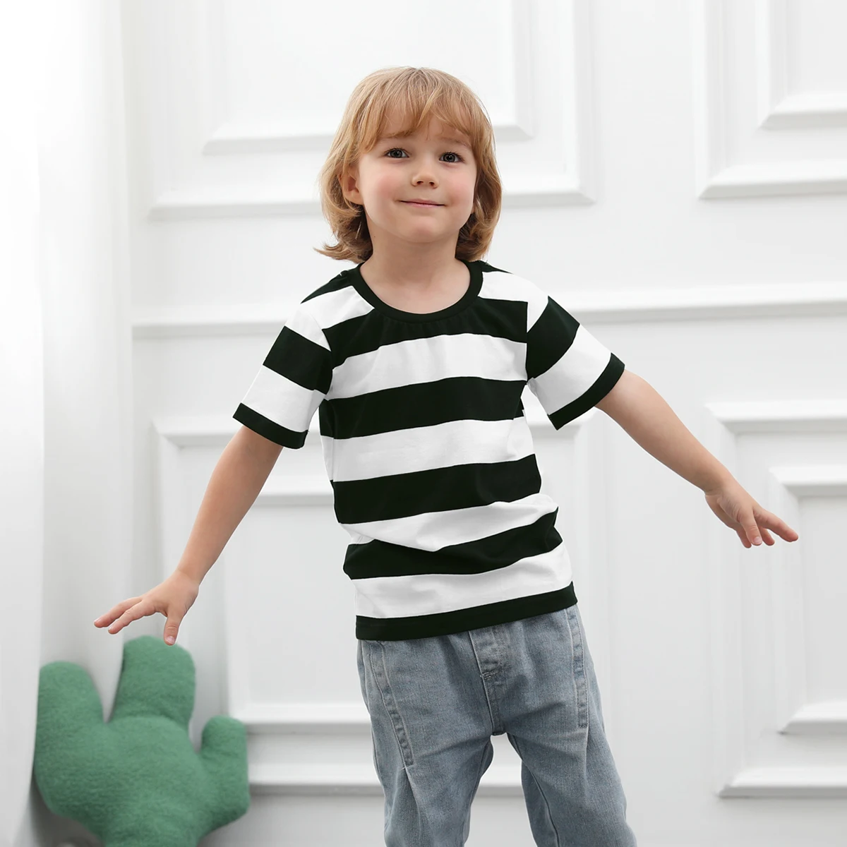 Children's T-shirts Toddler Boys Girls Striped Tees Kids Christmas Halloween Carnival Rainbow Reading Day Daily Wear Clothes 2