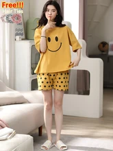 

ATUENDO Summer Fashion Solid Yellow Pajama Sets for Women 100% Cotton PJS Satin Soft Sleepwear Casual Atoff Home Silk Nigjhtwear