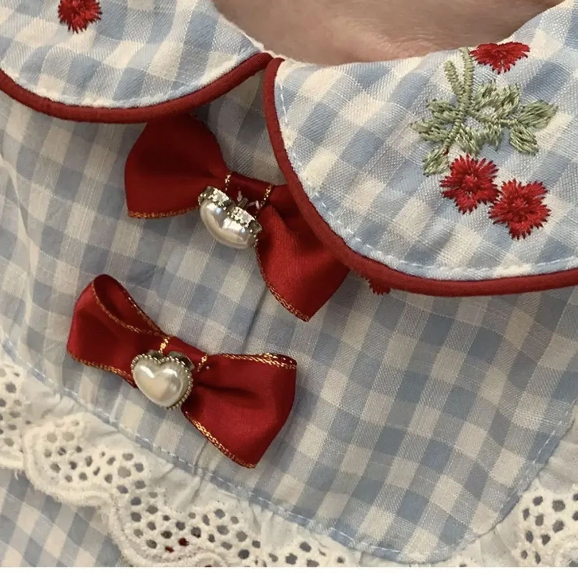 Girls French Dress 2025 New Summer Elegance Children Blue Checkered Tank Top Dress Girls Sweet Princess Dress - 4