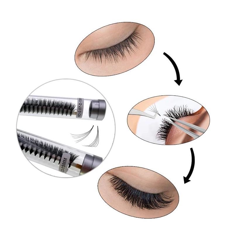FAIRYTIS 600Fans Long Stem Premade Volume Fans Eyelashes Extension 5D-14D Pointy Base Russian Wispy Faux Mink Lashes Wholesale 5