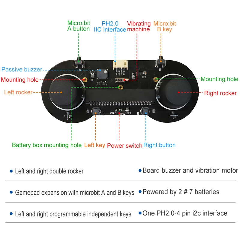 Joystick Emakefun Basic Gamepad con pulsante e leva per Micro:Bit, controlla auto robot Micro:Bit con motore e buzzer per STEM - immagine 4