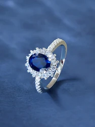 Sterling Silver Zircon Queen's Crown Ring - Elegant Women's Engagement & Wedding Jewelry - 8 (Silver Blue)