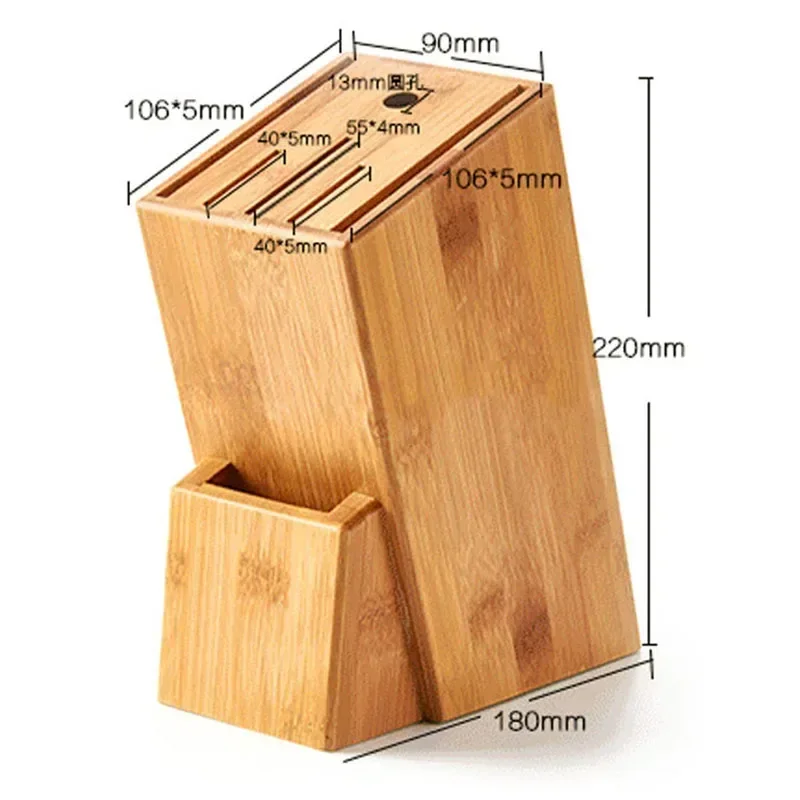 Multifunctional Bamboo Knife Holder with Ventilation for Kitchen Utensils Storage