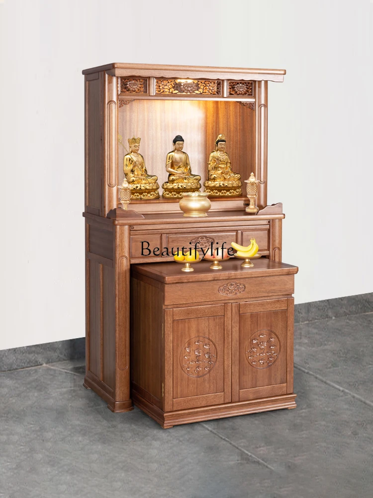 

Avalokitesvara Cabinet Solid Wood Buddha Niche Chinese Clothes Closet Household Shrine Light Luxury and Simplicity Altar Cabinet