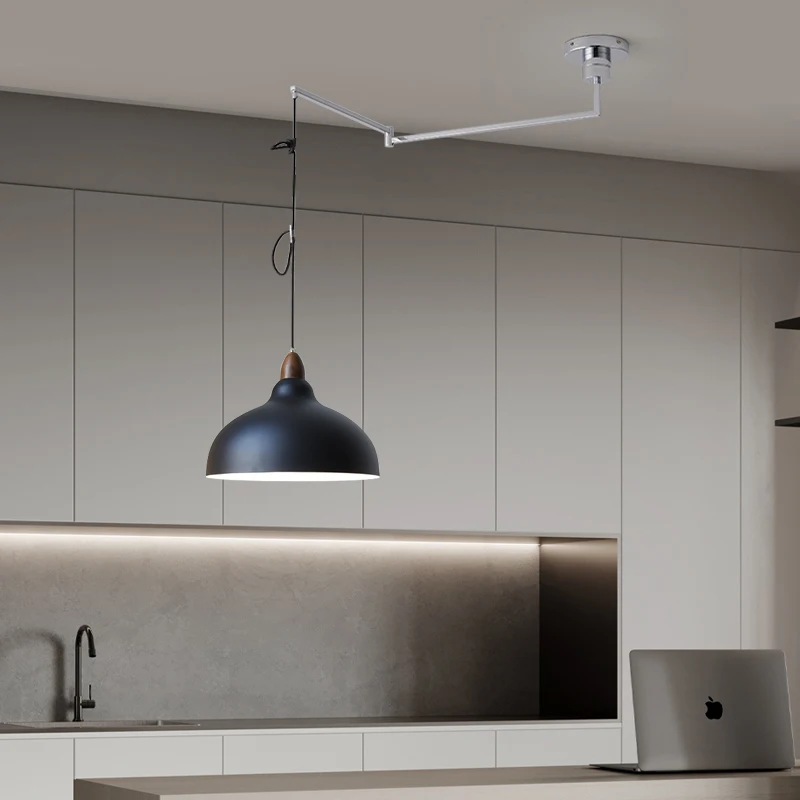 Modern Retrátil Folding Pendant Lamp, Nordic Dining Table, Restaurante, Cabeceira Criativa, Ajustável Swing Braço Pendurado Lâmpada, DIY