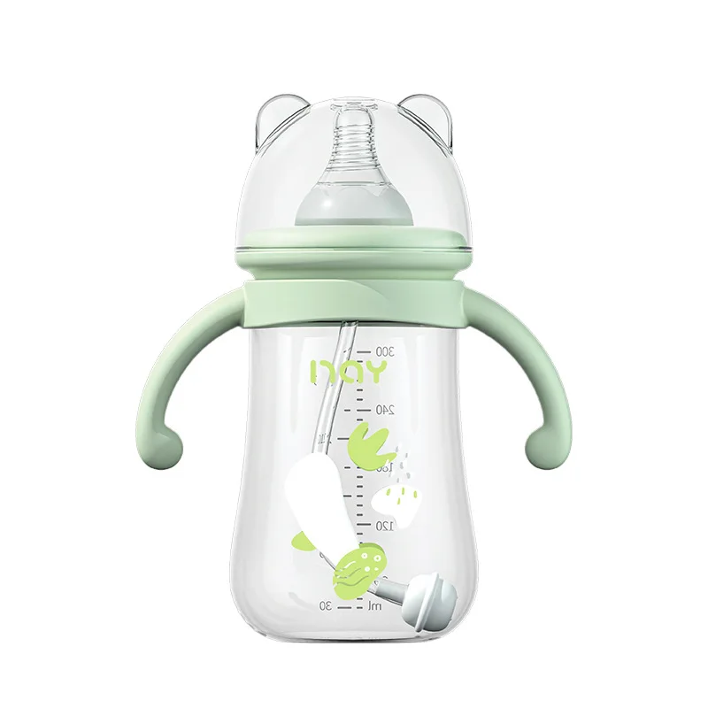 Baby Bottle with Handle PP Bottle Water Cup Set Silicone Pacifier 300ML Large Capacity Multi-purpose Baby Feeding Supply