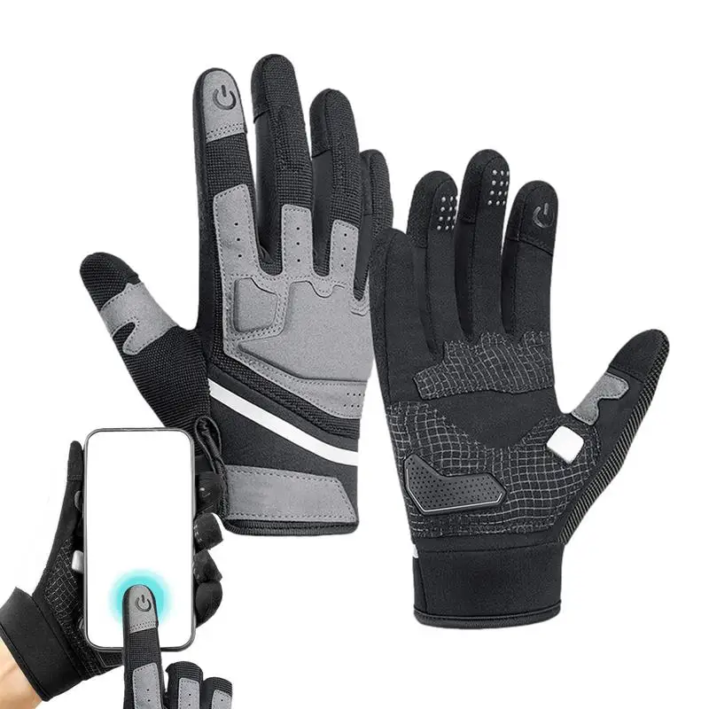 

Mountain Bike Gloves Padded Anti Slip Reflective Full Finger cycle Gloves Motorbike Accessories Safety Tools For Bicycle