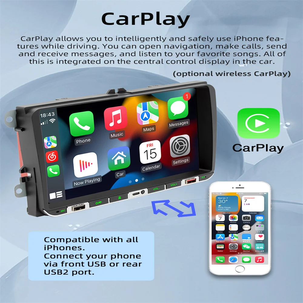 Car Multimedia Central Radio 2 Din 7 Car Autostereo MP5 Player Android  Auto Apple Carplay Car Bluetooth Audio For VW - AliExpress