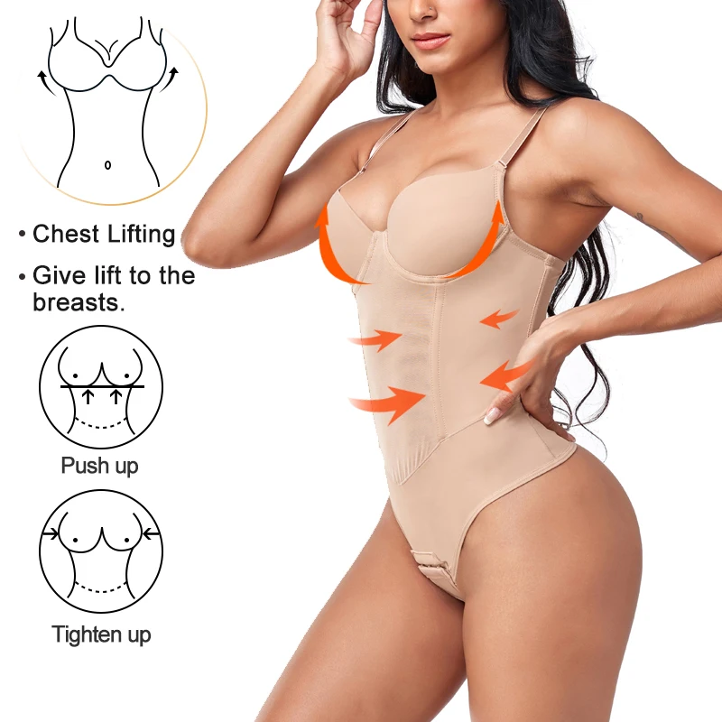 Women's Shapewear 2 in 1 Full Body Shaper with built-in Bra Waist Cincher and Tummy Control Slimming  Seamless Bodysuit Corset
