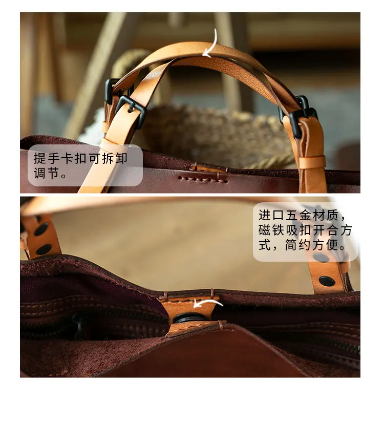 PNDME Designer handgemachte erste Schicht Rindsleder Handtasche Mode Luxus echtes Leder multifunktionale Schulter Umhängetaschen – Detail 3