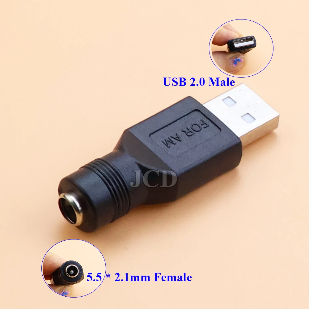 2PCS DC Female power Jack 5.5*2.1/2.5mm To USB 2.0 Male micro type c Plug Female Jack 5V Connector converter Adapter for Laptop DC USB Converter