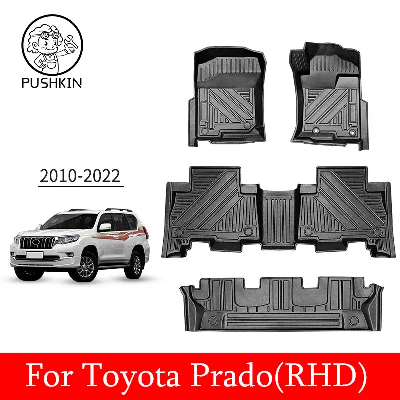 

Подходит для Toyota Prado LC150 2010-2022, аксессуары для интерьера, автомобильный напольный коврик, водонепроницаемый ТПЭ эко-резиновый автомобильный коврик, 7 сидений, 5 сидений