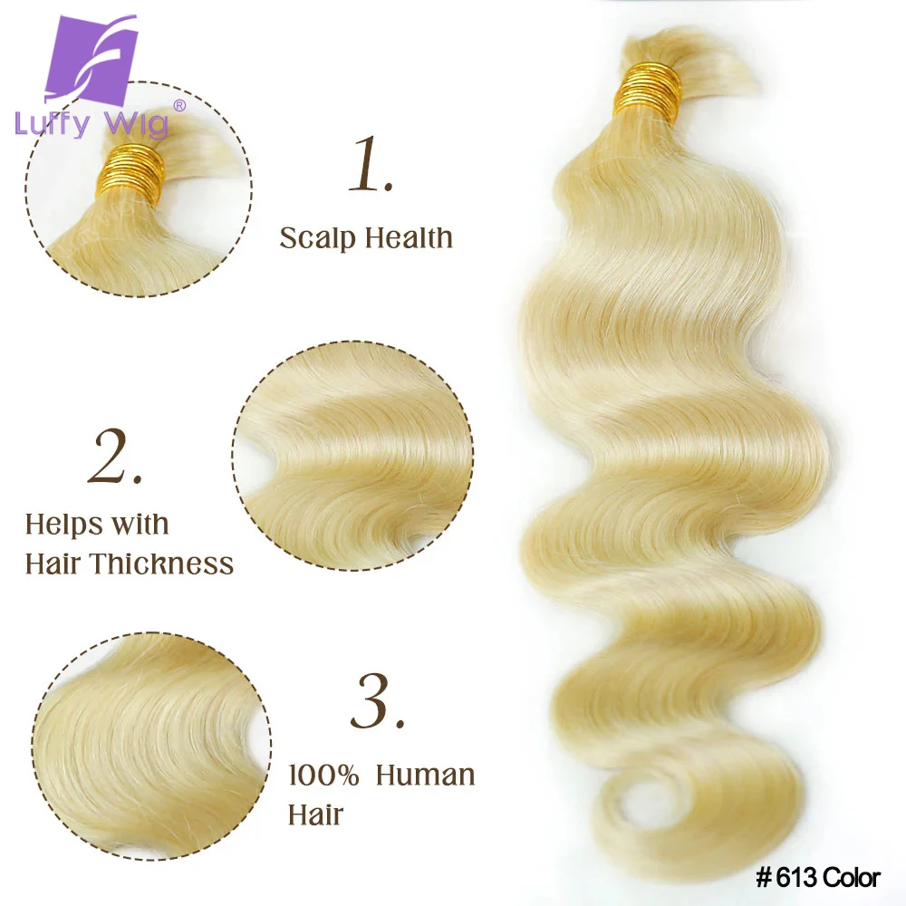 Body Wave Bulk Human Hair For Braiding Burmese Remy Double Drawn Hair Bundles Boho Box Braids No Weft Hair Extensions Luffy 2