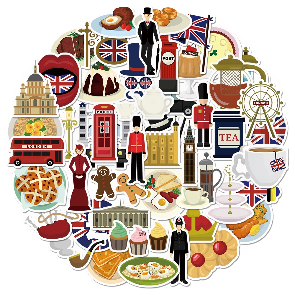 10/30/50pcs London Stickers Pack, Travel Theme Planner Decal for Notebook, Journal and Scrapbook, DIY Craft Decoration