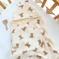 Kangobaby #My Soft Life# Four Seasons 4 Layers Muslin Cotton Baby Bath Towel Breathable Newborn Cape Blanket Hooded Beach Robe 1