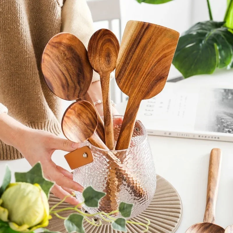 Ustensiles en Bois pour la Cuisine, CuillèRes de Cuisine en Teck