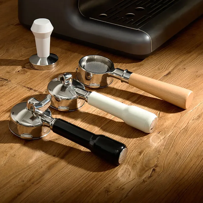 Portafilter da 58 mm a 3 orecchie in acciaio inox con manico in legno, cestello filtrante di ricambio per macchine da caffè simmetriche Barsetto, rimovibile e facile da pulire (D