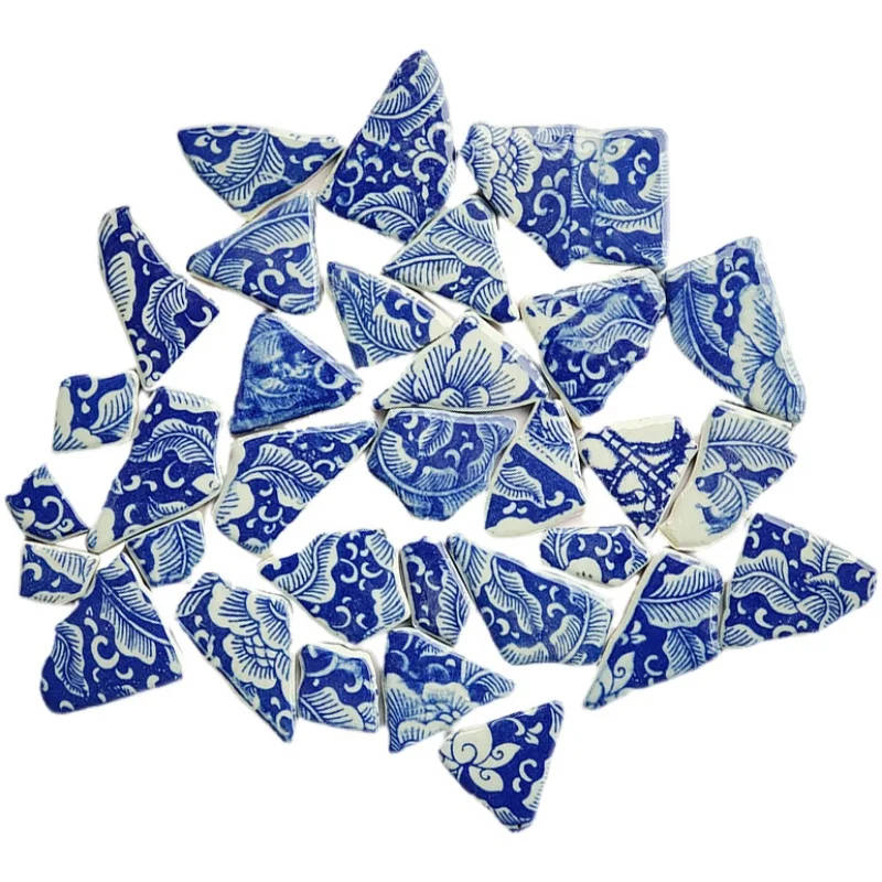 

Diy Blue and White Porcelain Irregular Fragment Ceramic Mosaic Bulk Small Particle Tile Direct Sales Handmade Home Decoration