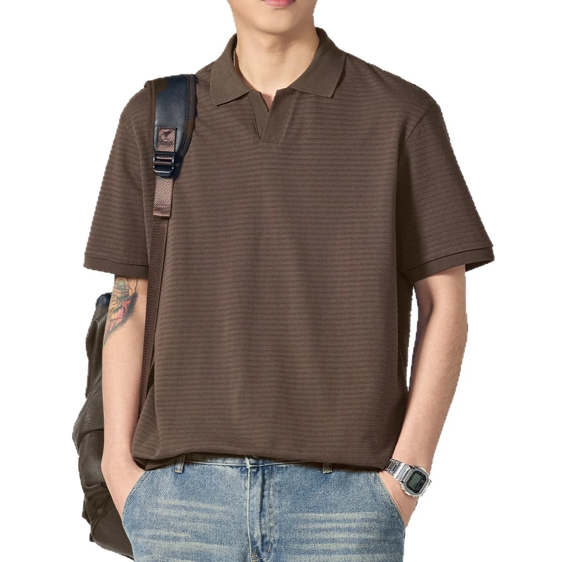 Polo da Uomo Estivo 2026 Nuova Collezione, Vestibilità Ampia, Casual, Tendenza Moda, Mezza Manica, Tinta Unita, Colletto a Risvolto - immagine 5