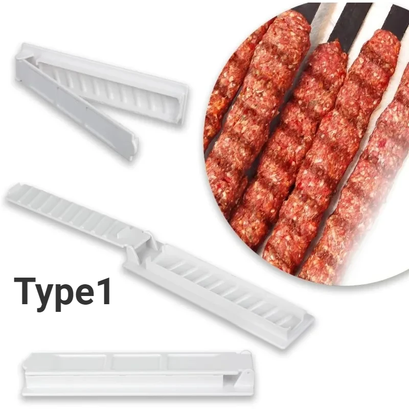 Kabob Skewers 2.3cm Flat Stainless Steel BBQ Barbecue Skewer with Wooden Handle Row Kebab Maker for Brazilian Koobideh Persian