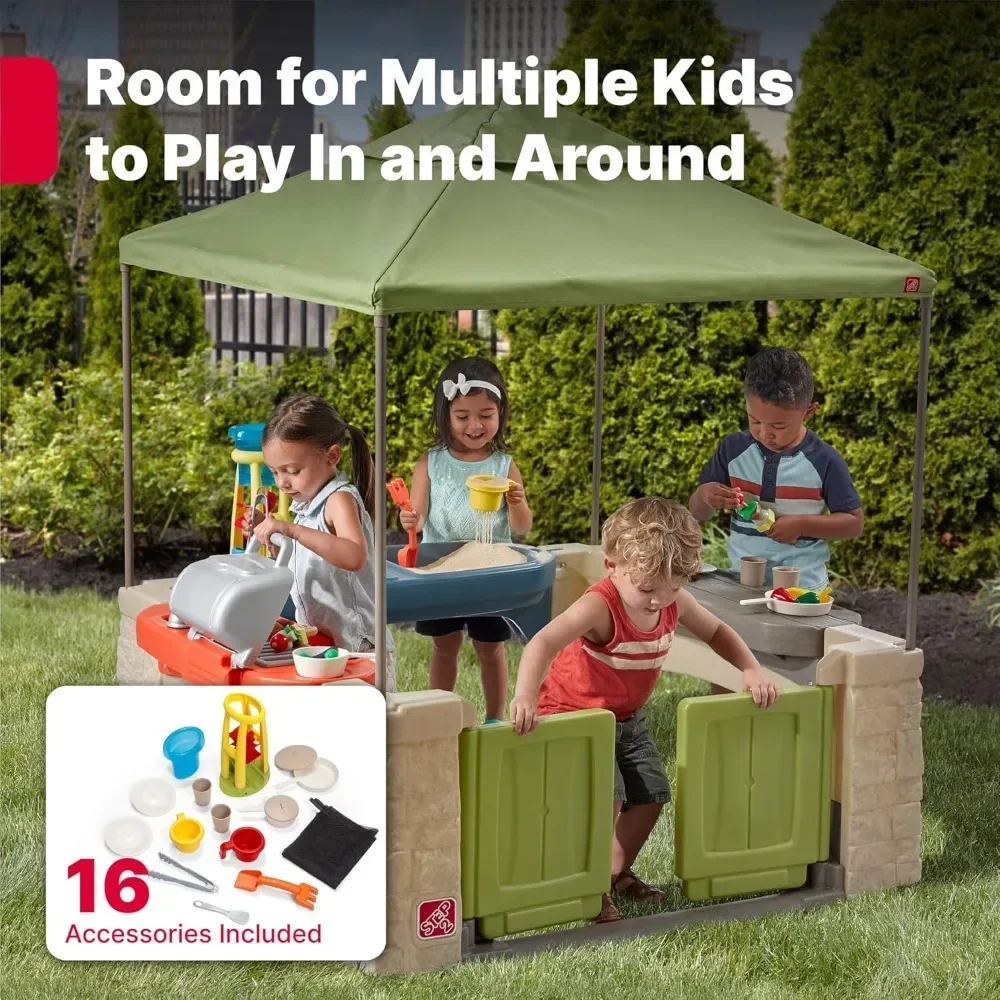 All Around Playtime Patio with Canopy Playset  Shaded Outdoor Playhouse for Kids with Realistic, Interactive Features Playhouses 2