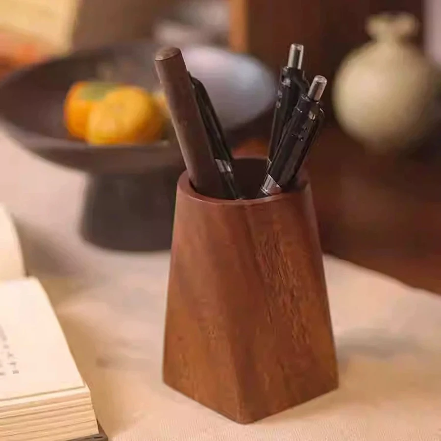 Vintage Wood Pen Holder Makeup Organizer