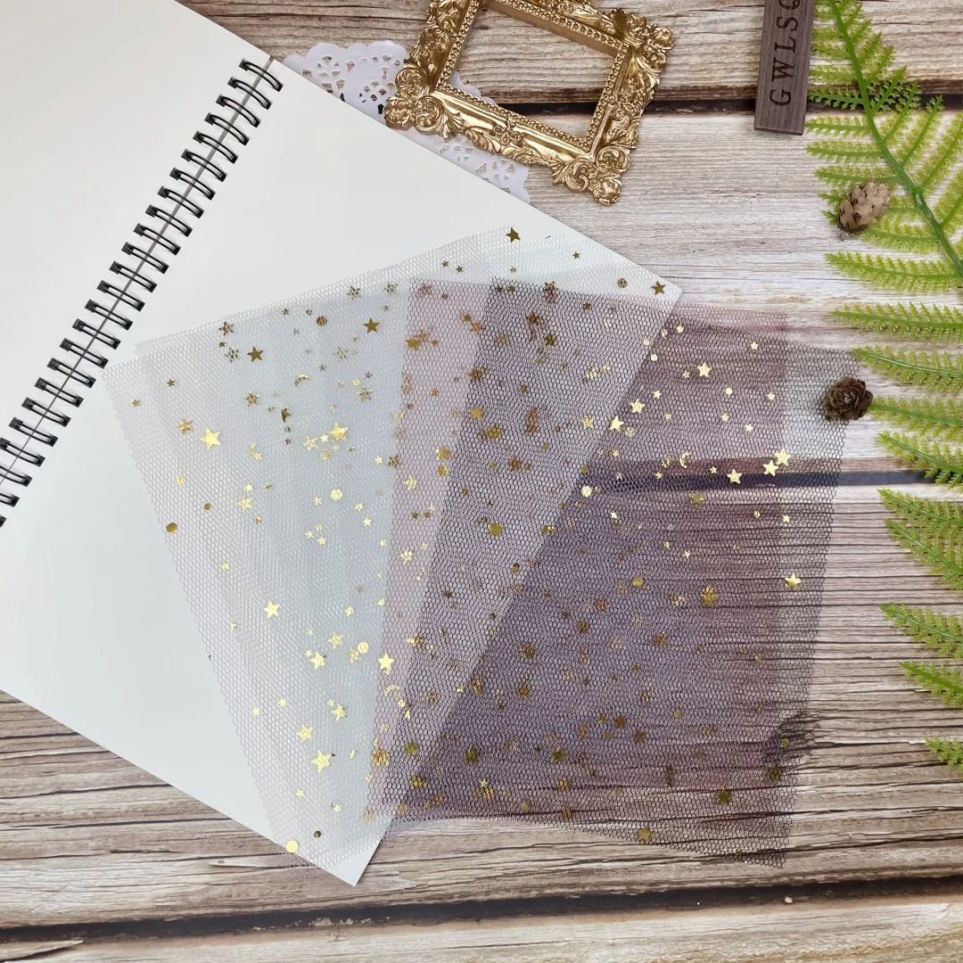 Scrapbook Paper Craft Paper Scrapbooking Material Scrapbook Materials Scrapbooking Paper 10Pcs A5 Glod Moon Stars Mesh Paper Scrapbooking Decorate Gauze DIY Junk Journal Planner Collage Background Paper Craft Material