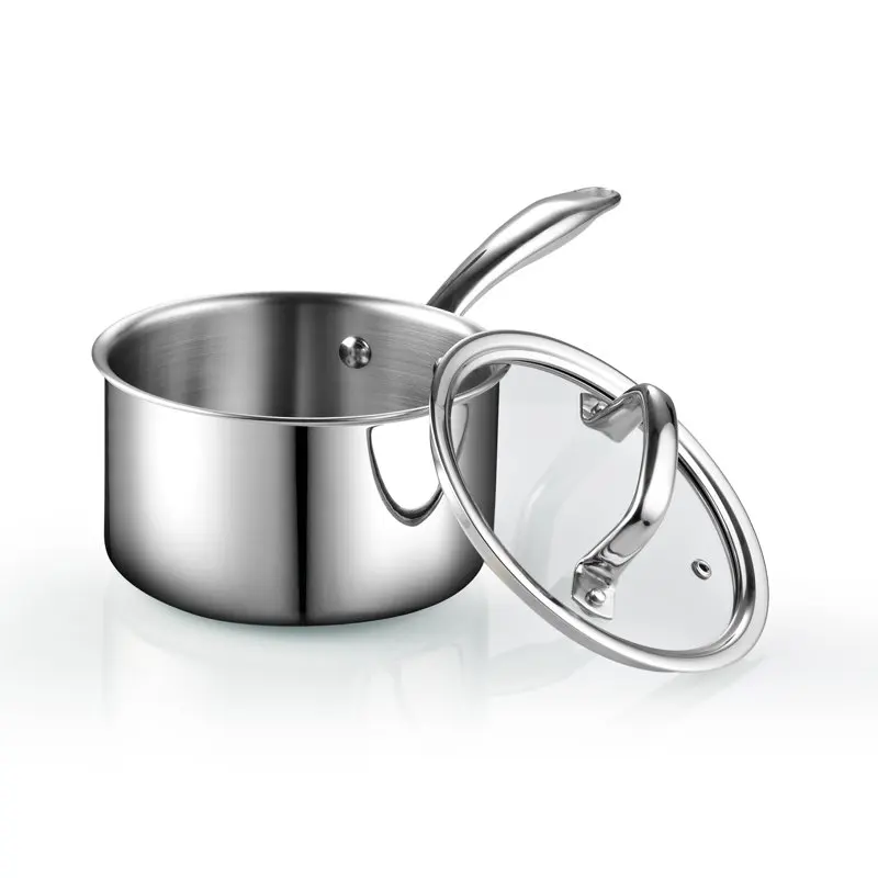 Cook N Home 7-Piece Tri-Ply Clad Stainless Steel Cookware Set, Silver