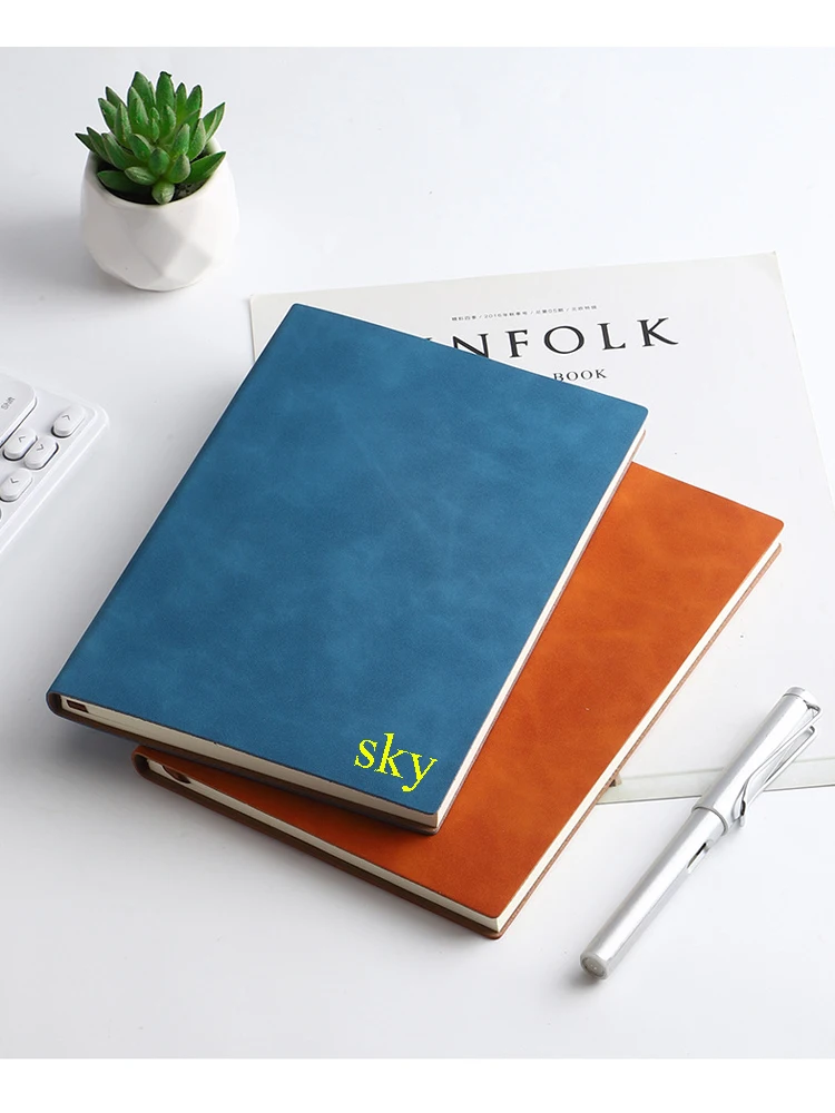 

Custom Initials Letters A5/A6 Notebook Horizontal Line And Thick Notepad Business Diary Record Book Soft PU Leather Notebook