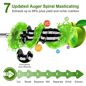 Aucma Juicer Machine Cold Press Juicer Machine with Quiet Motor and Reverse Function Recipes for High Nutrient Fruit Vegetable 2